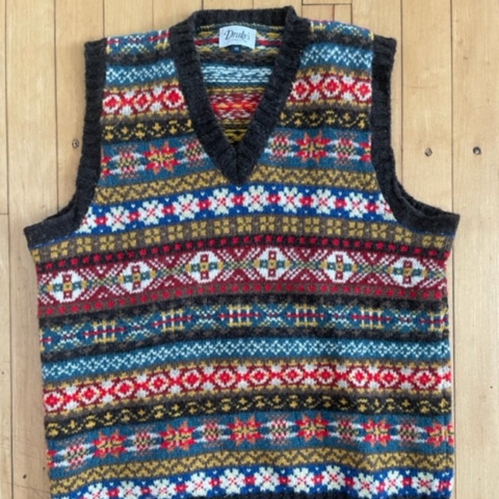 Drake's Fair Isle sweater vest